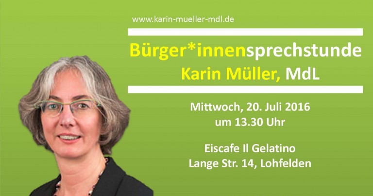 Bürger*innensprechstunde Karin Müller, MdL am 20. Juli in Lohfelden